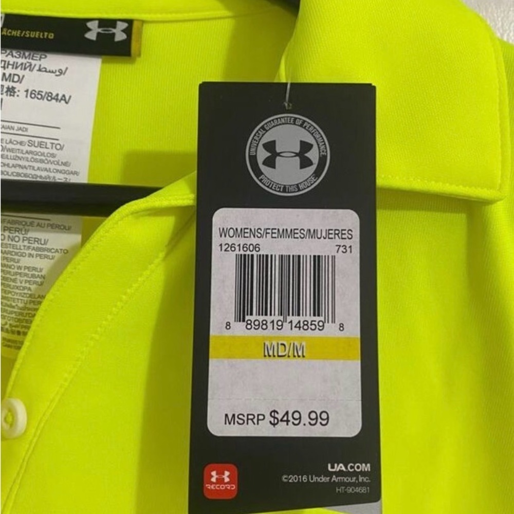 3 NWT Under Armour Women’s Medium Neon Yellow Polo Shirt Bundle (3) - Picture 4 of 4